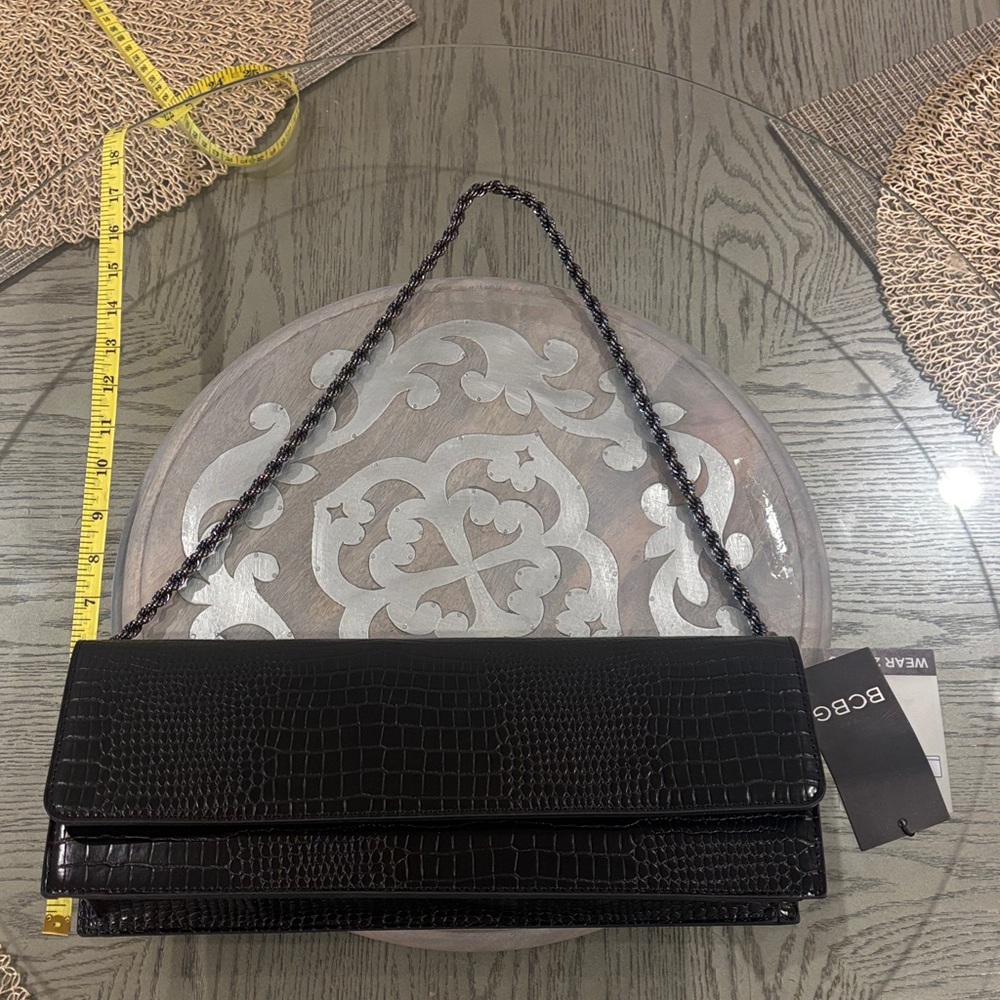 BCBG Black Croc-Embossed Chain shoulder bag